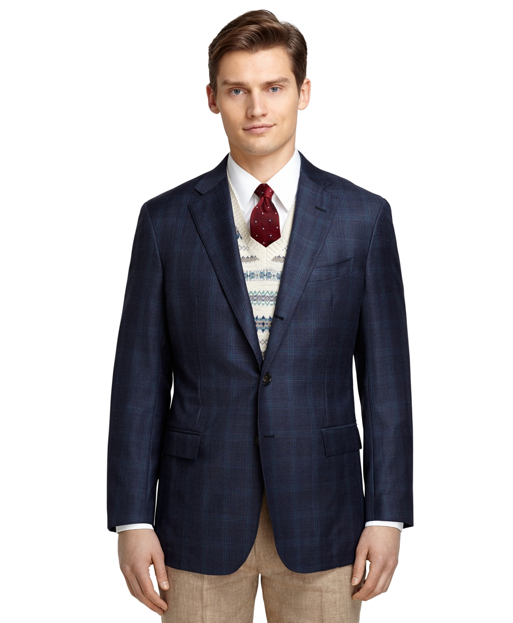 Brooks brothers Regent Fit Navy Plaid With Teal Windowpane Sport Coat ...