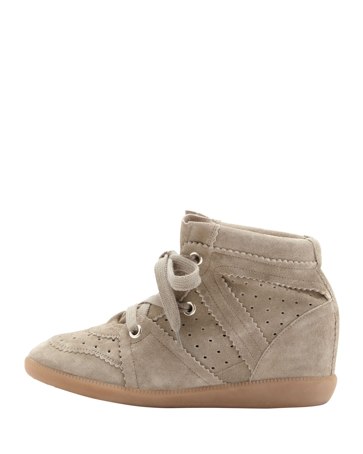 Lyst - Isabel Marant Bobby Lowrise Perforated Wedge Sneaker Taupe in Gray