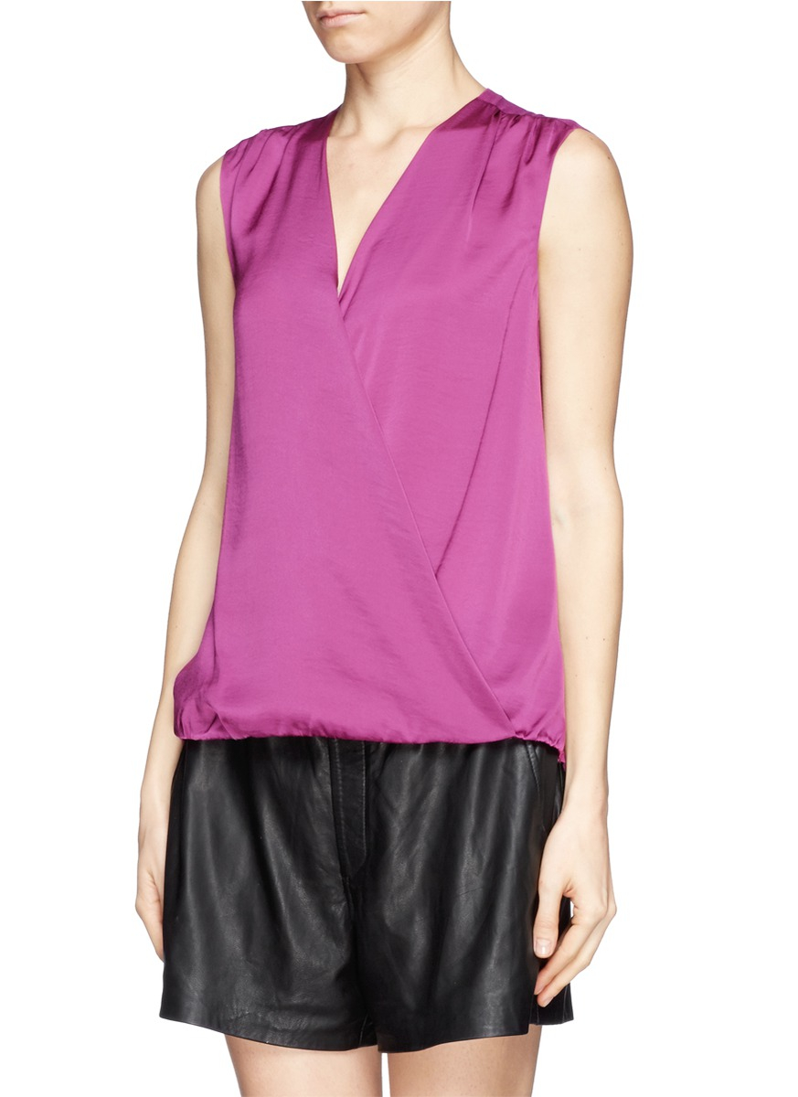 Lyst Vince Surplice Neckline Sleeveless Blouse in Purple