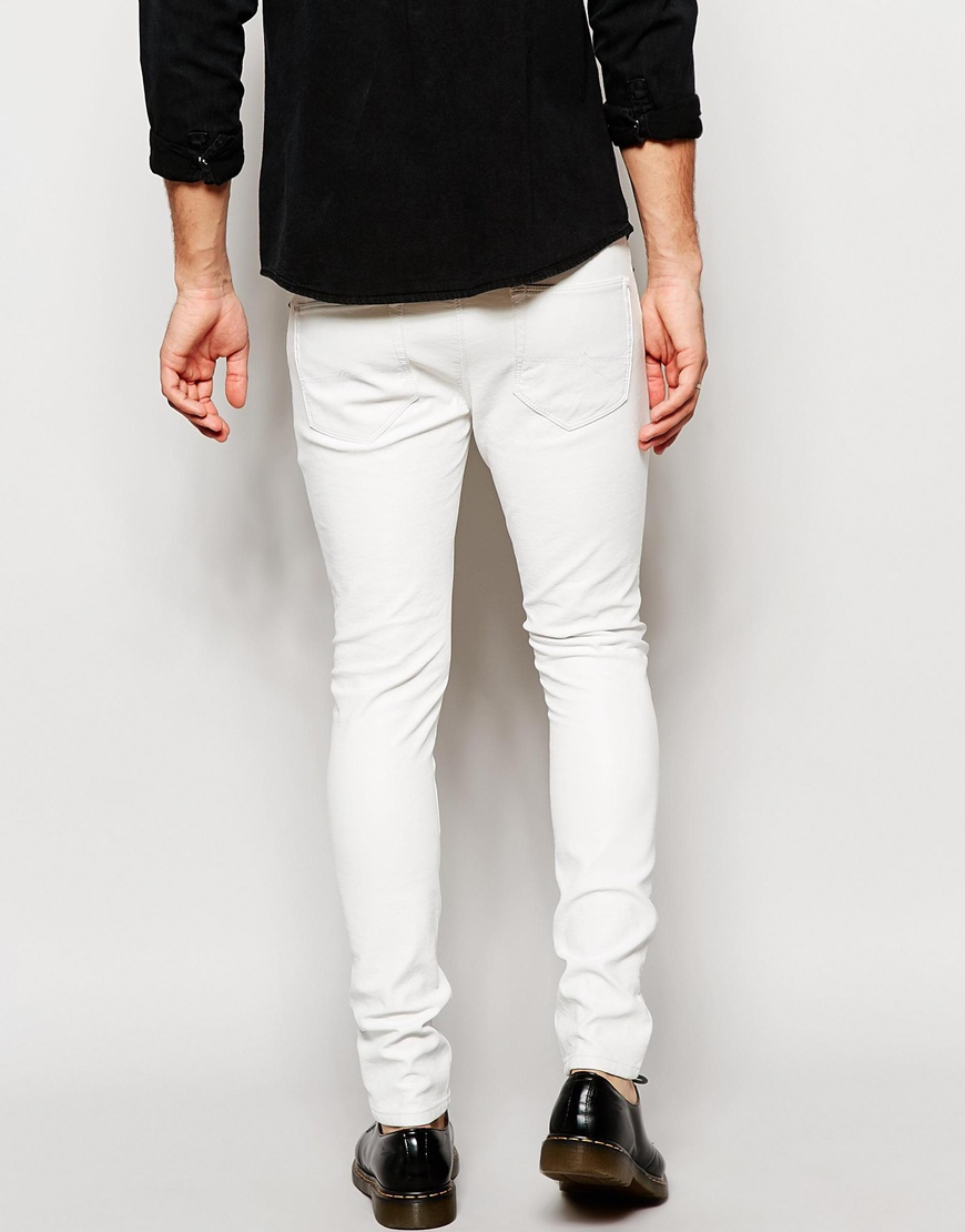 Lyst - ASOS Super Skinny Jeans In Leather Look White in White for Men