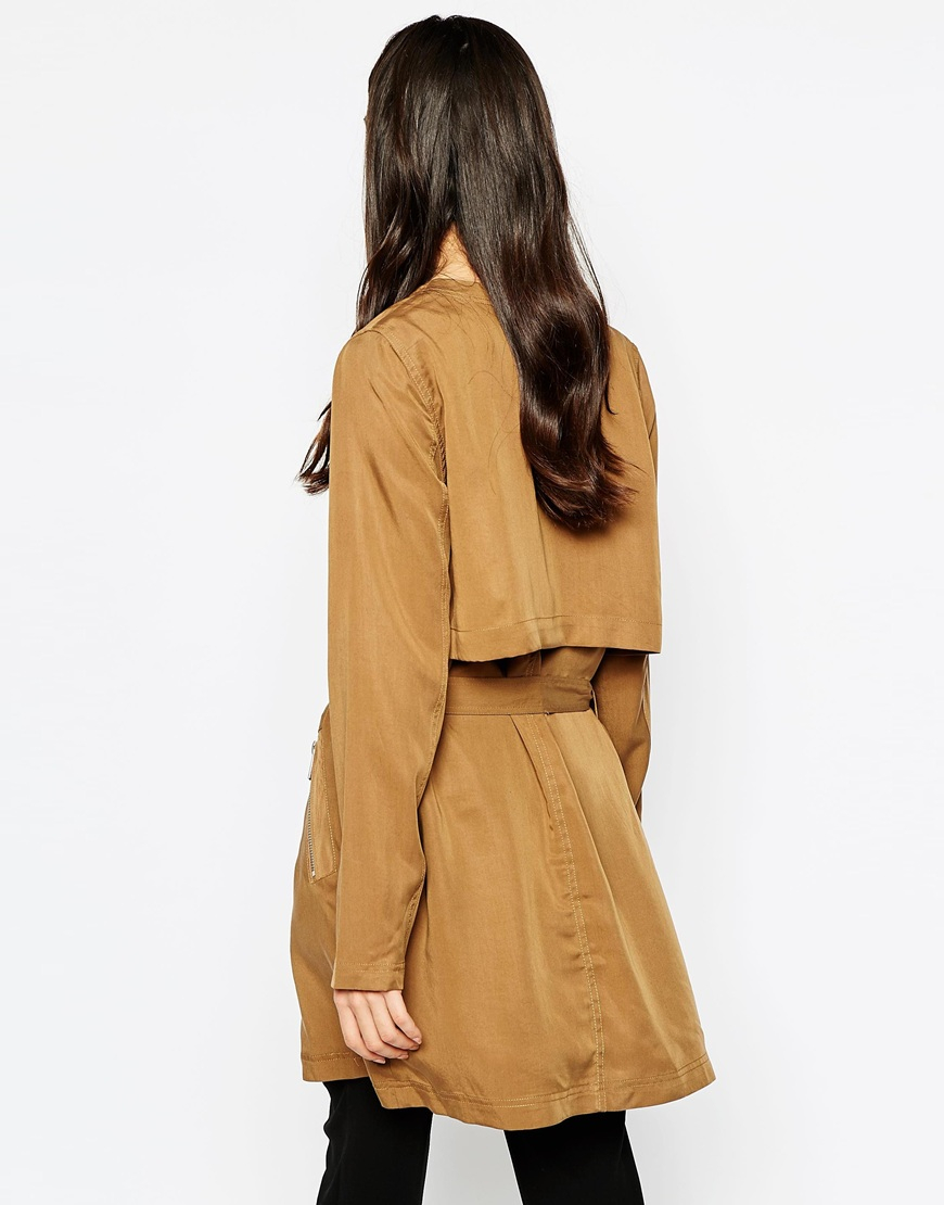 Lyst - Vero Moda Belted Trench Coat in Brown