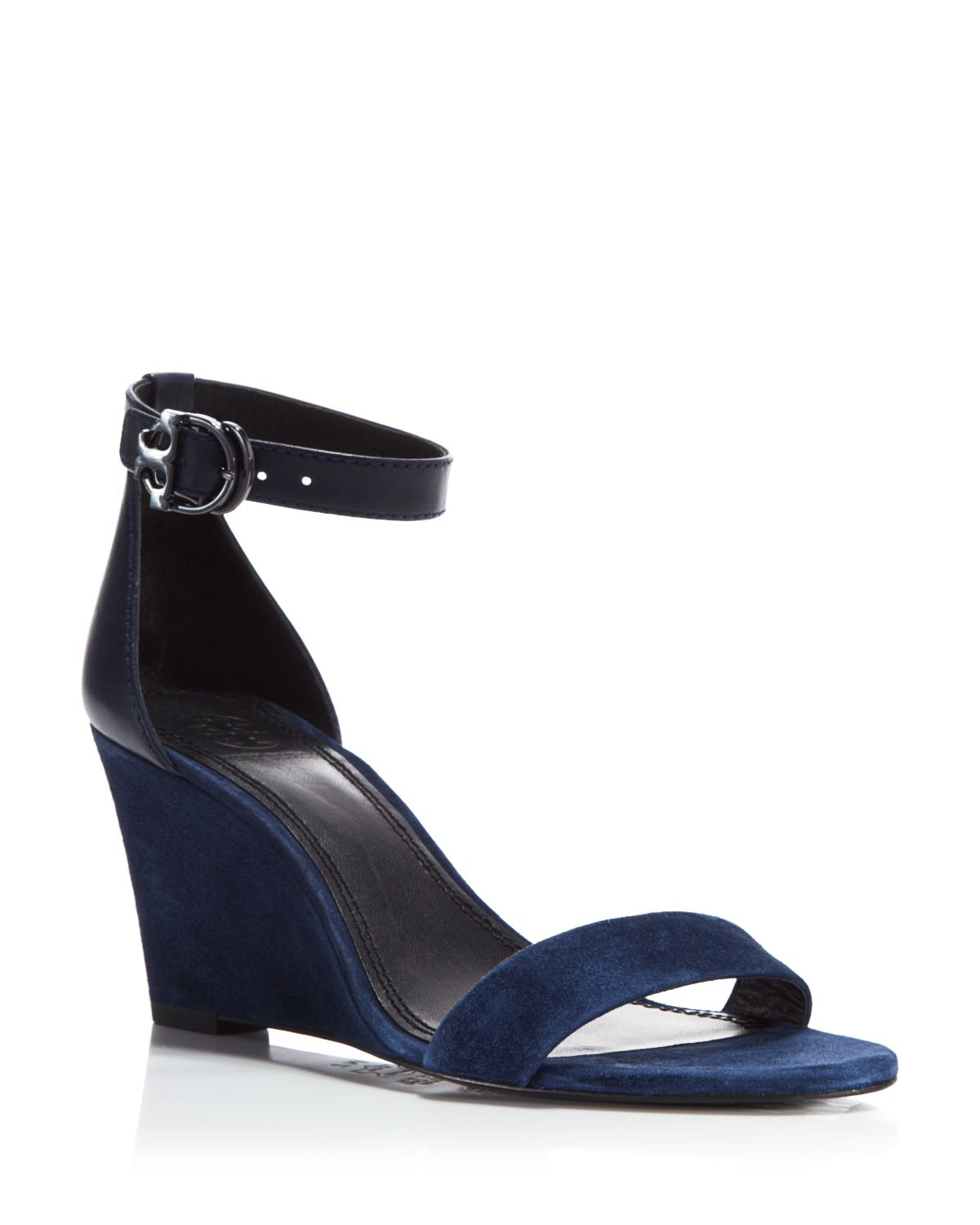 Lyst - Tory Burch Ankle Strap Wedge Sandals - Grant Suede in Blue