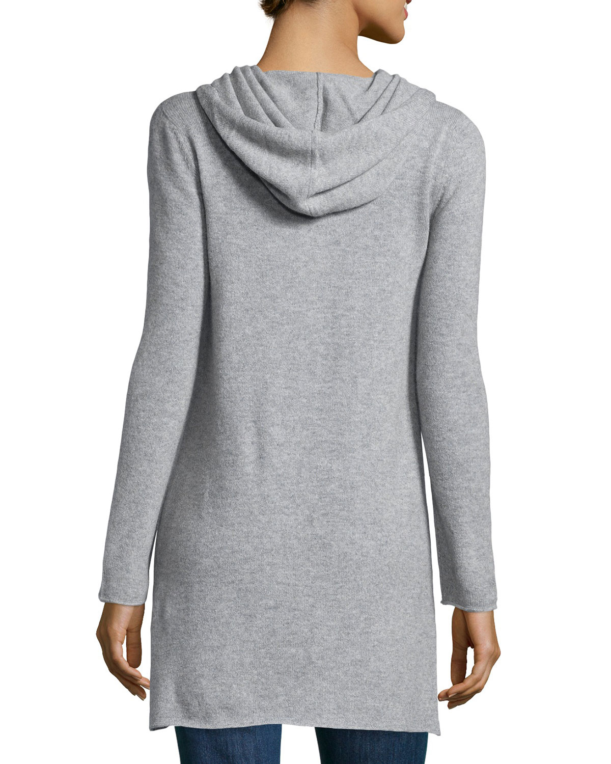 Catherine malandrino Cashmere LongSleeve Hooded Cardigan in Gray