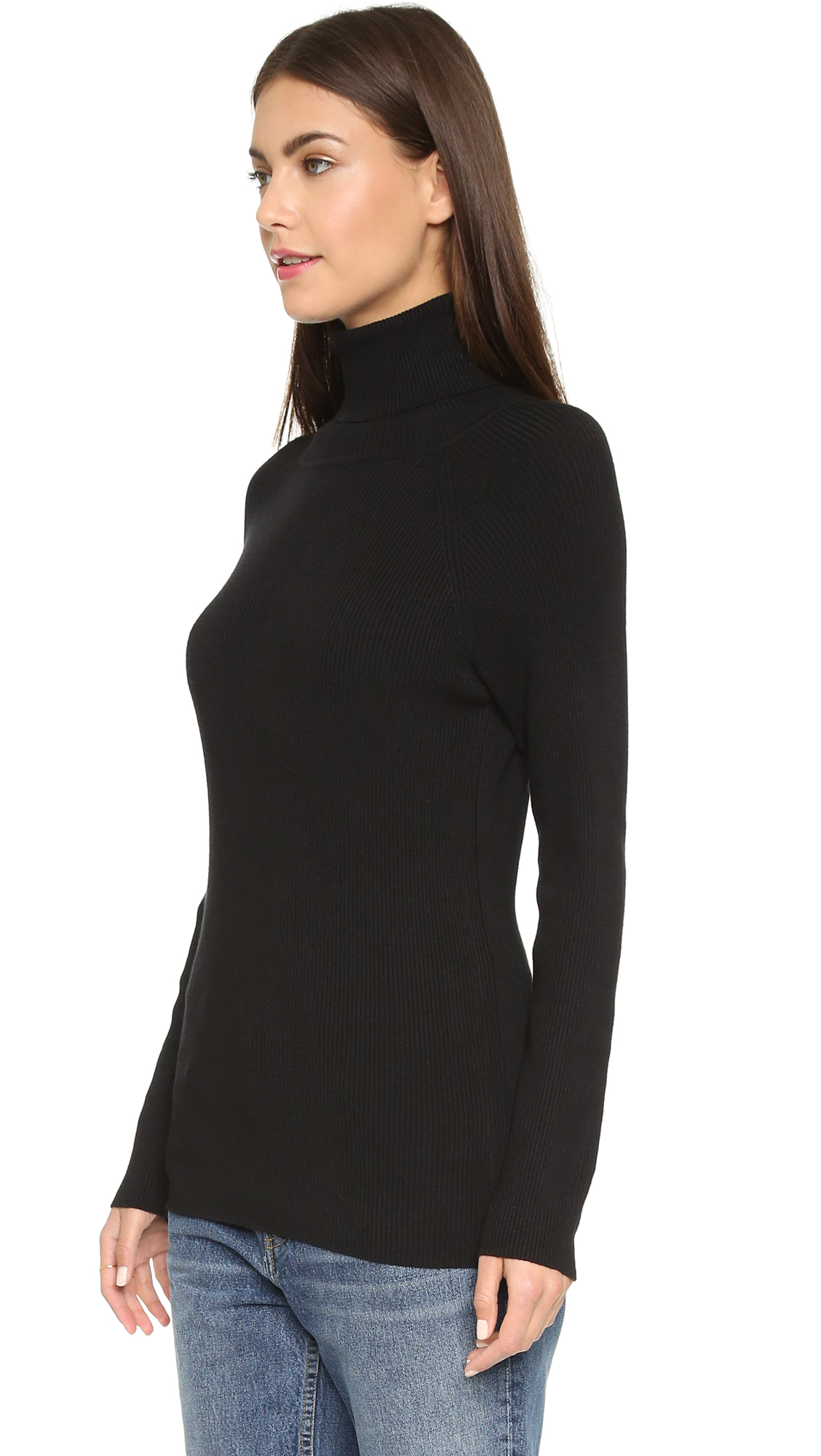 Lyst 525 America Ribbed Turtleneck Sweater  in Black 