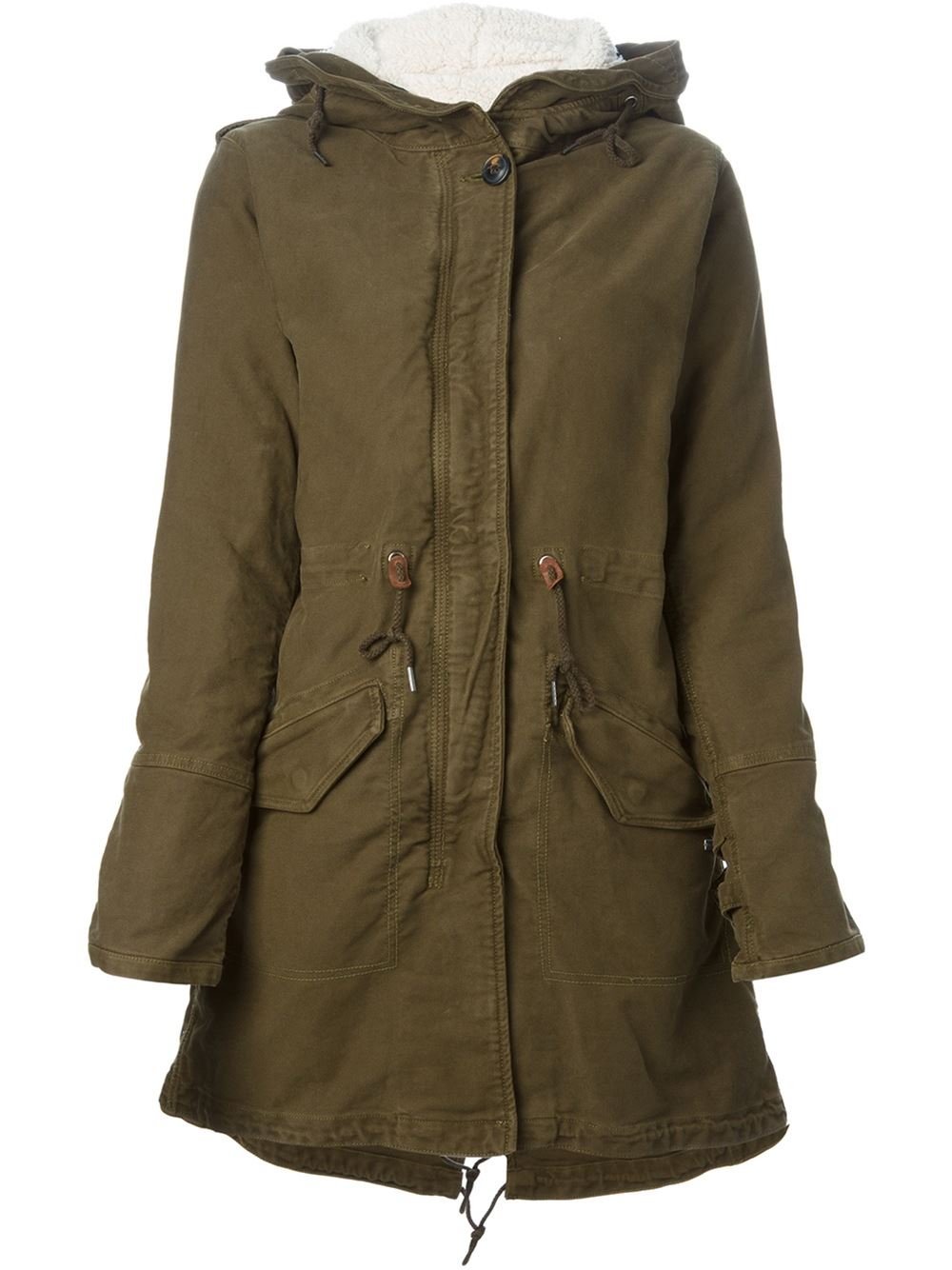 Lyst - Maison scotch Hooded Full Lined Parka in Green