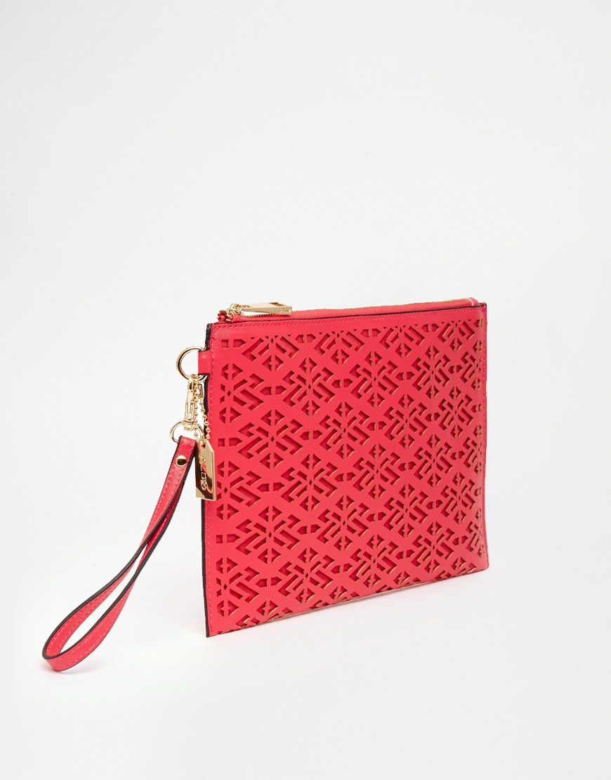 Aldo Laser Cut Clutch Bag in Red Lyst