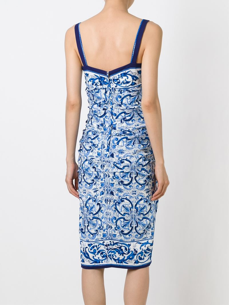 Lyst - Dolce & gabbana 'majolica' Draped Dress in Blue