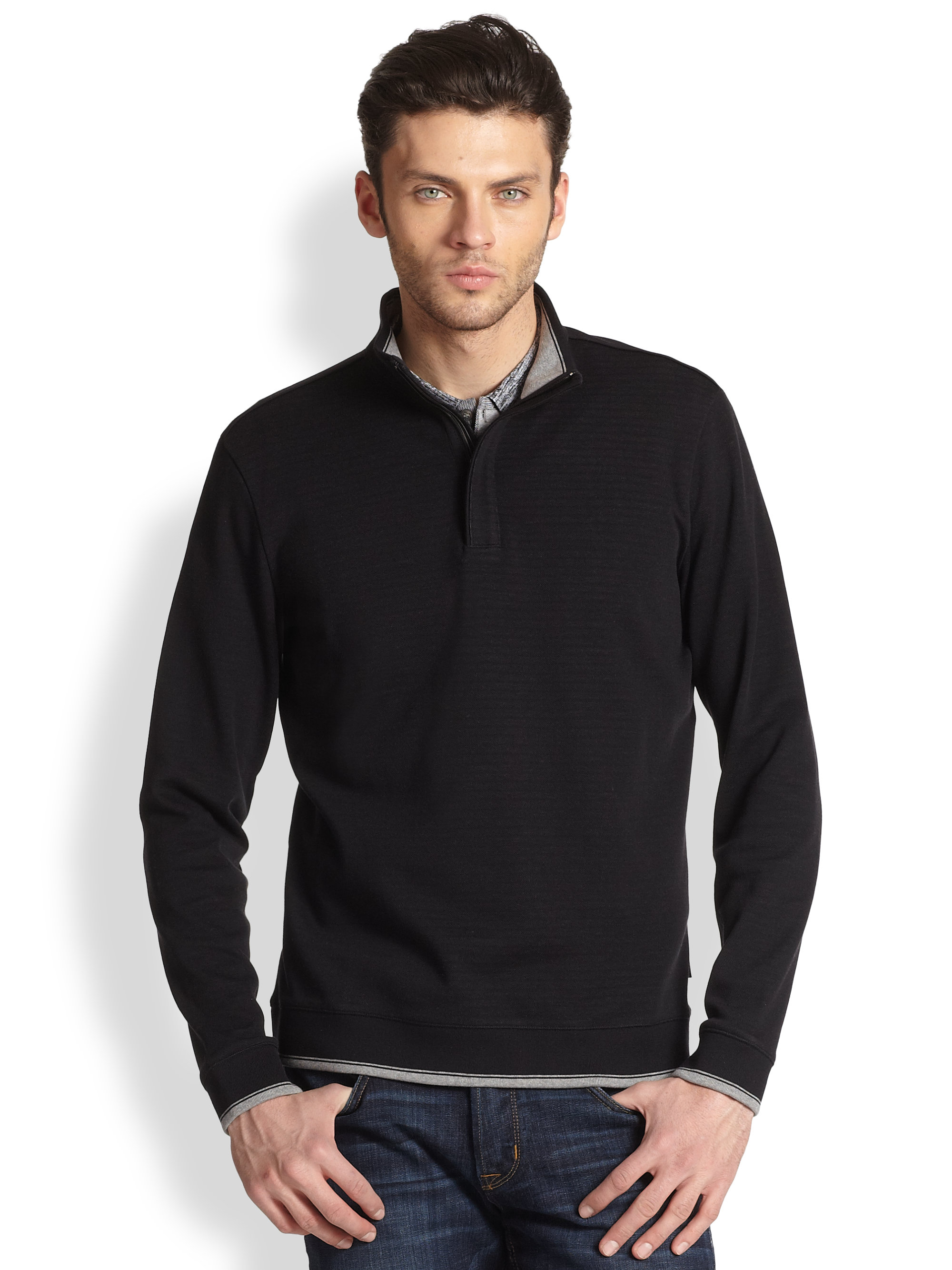 Boss By Hugo Boss Piceno Stripe Sweater in Black for Men | Lyst