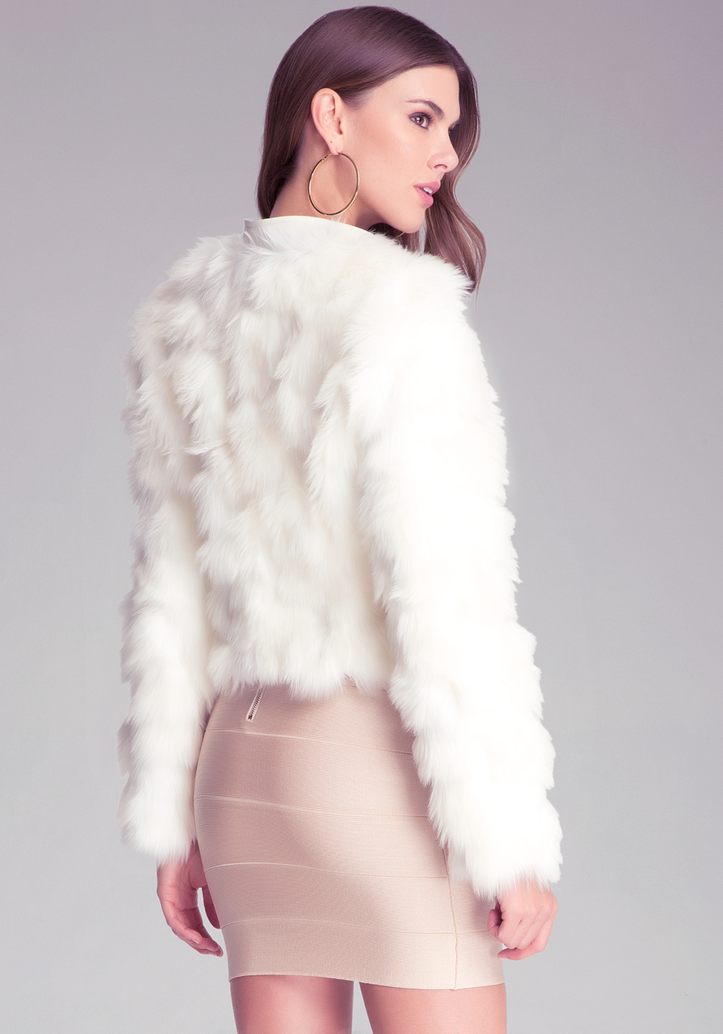 Bebe Faux Fur Jacket in White | Lyst