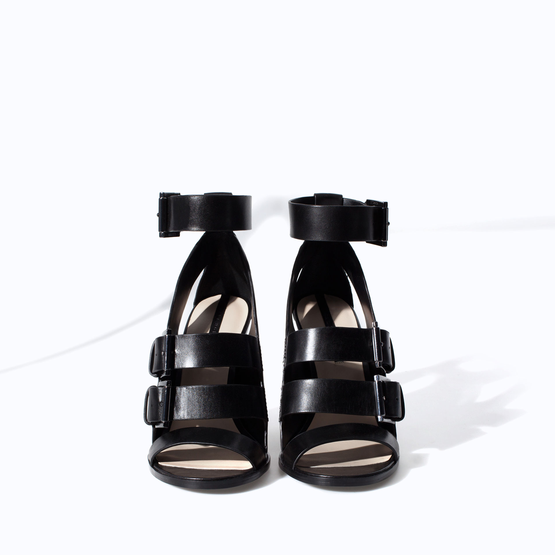 zara black sandals with buckle