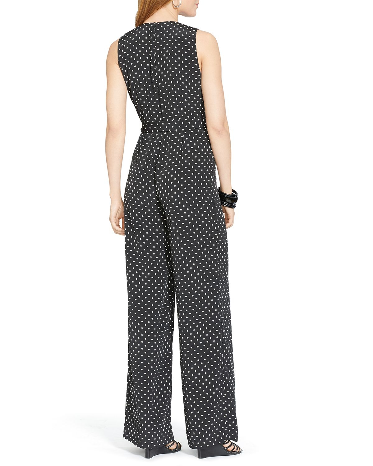 One Shoulder Polka Dot Bowkont Belt Jumpsuit