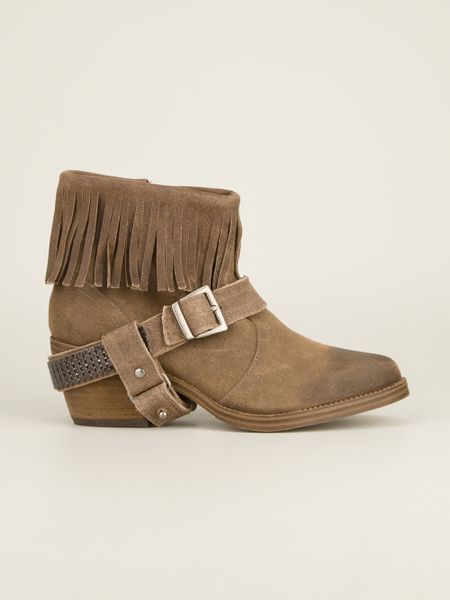 Steve Madden Fringed Western Boot in Brown | Lyst