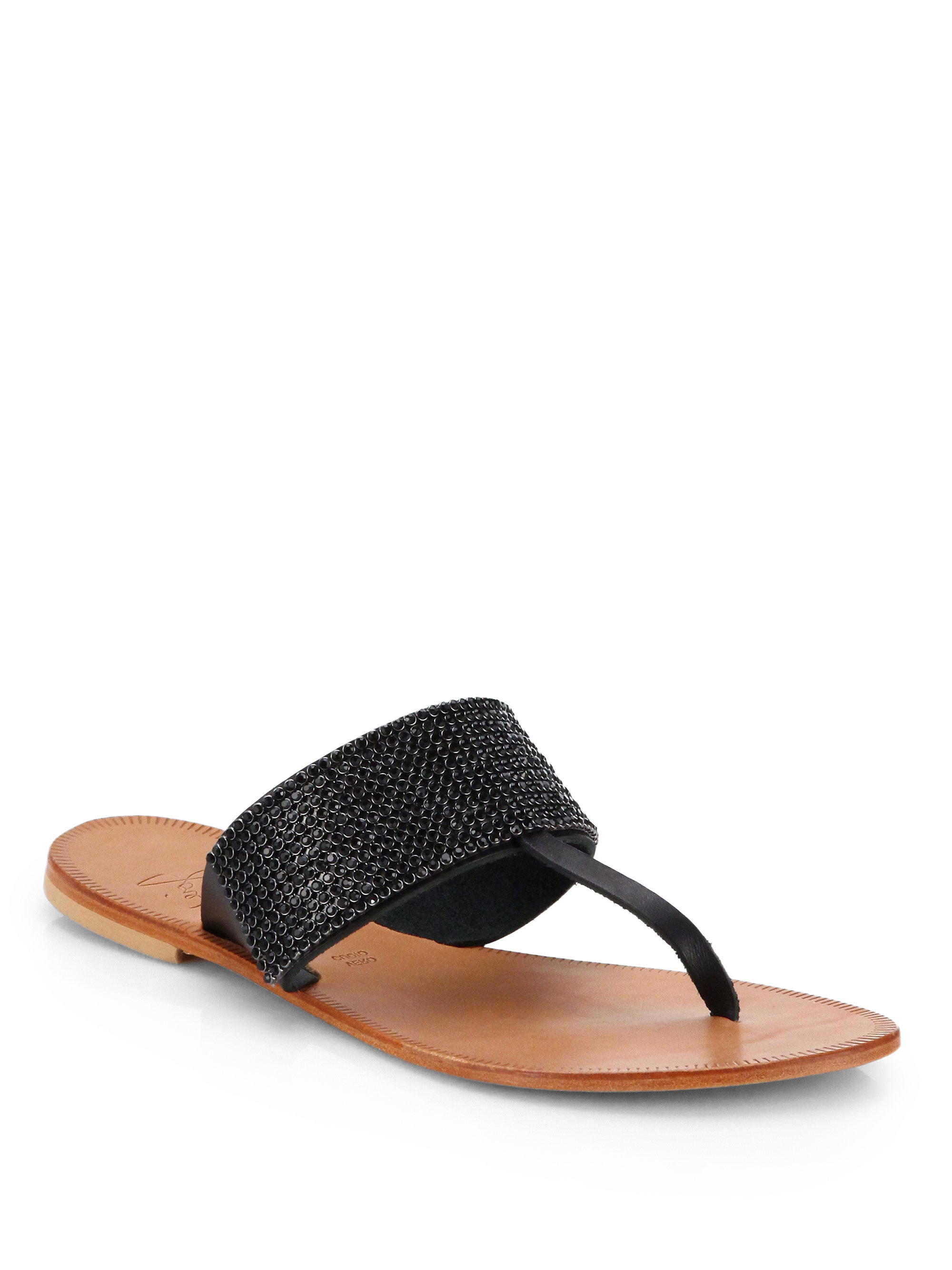 Joie Nice Jeweled Thong Sandals in Black Lyst