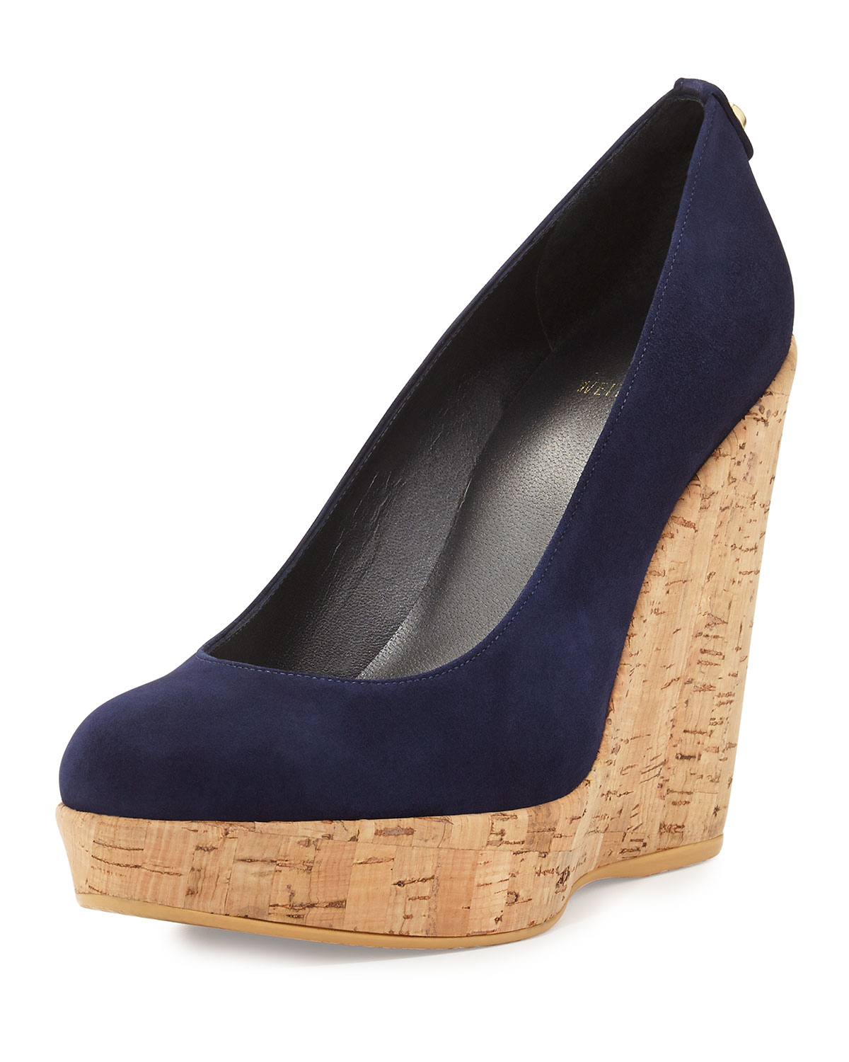 Lyst - Stuart Weitzman Corkswoon Suede Wedge Pumps in Blue