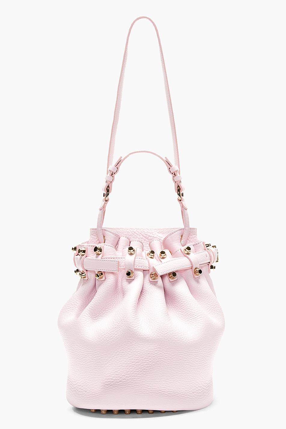 Lyst - Alexander wang Pastel Pink Leather and Gold Studded Diego Bucket ...