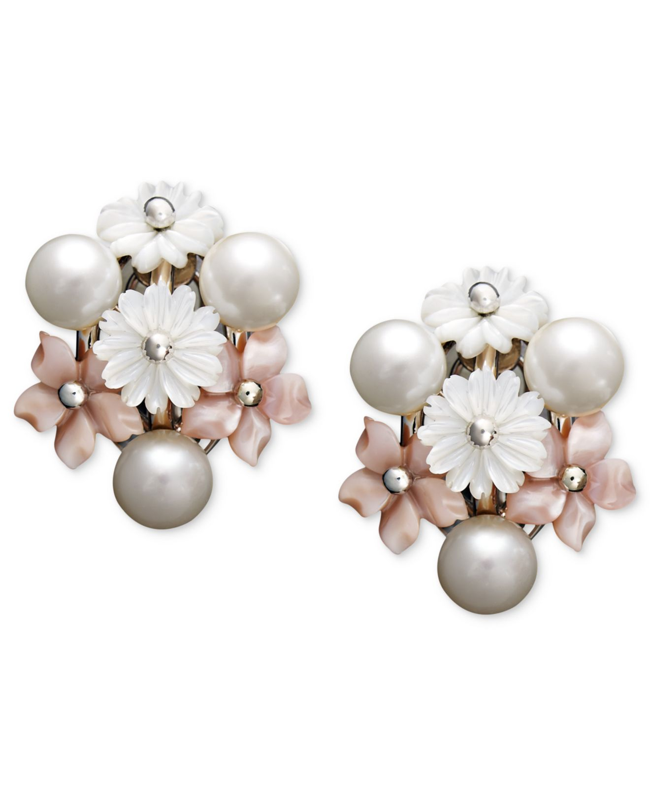 Lyst Macy S Pearl Earrings Sterling Silver Cultured Freshwater Gallery