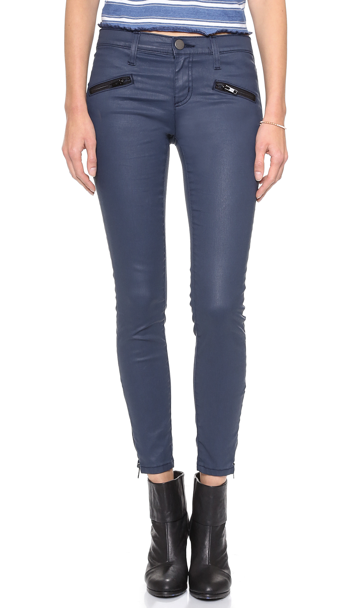 coated denim jeans