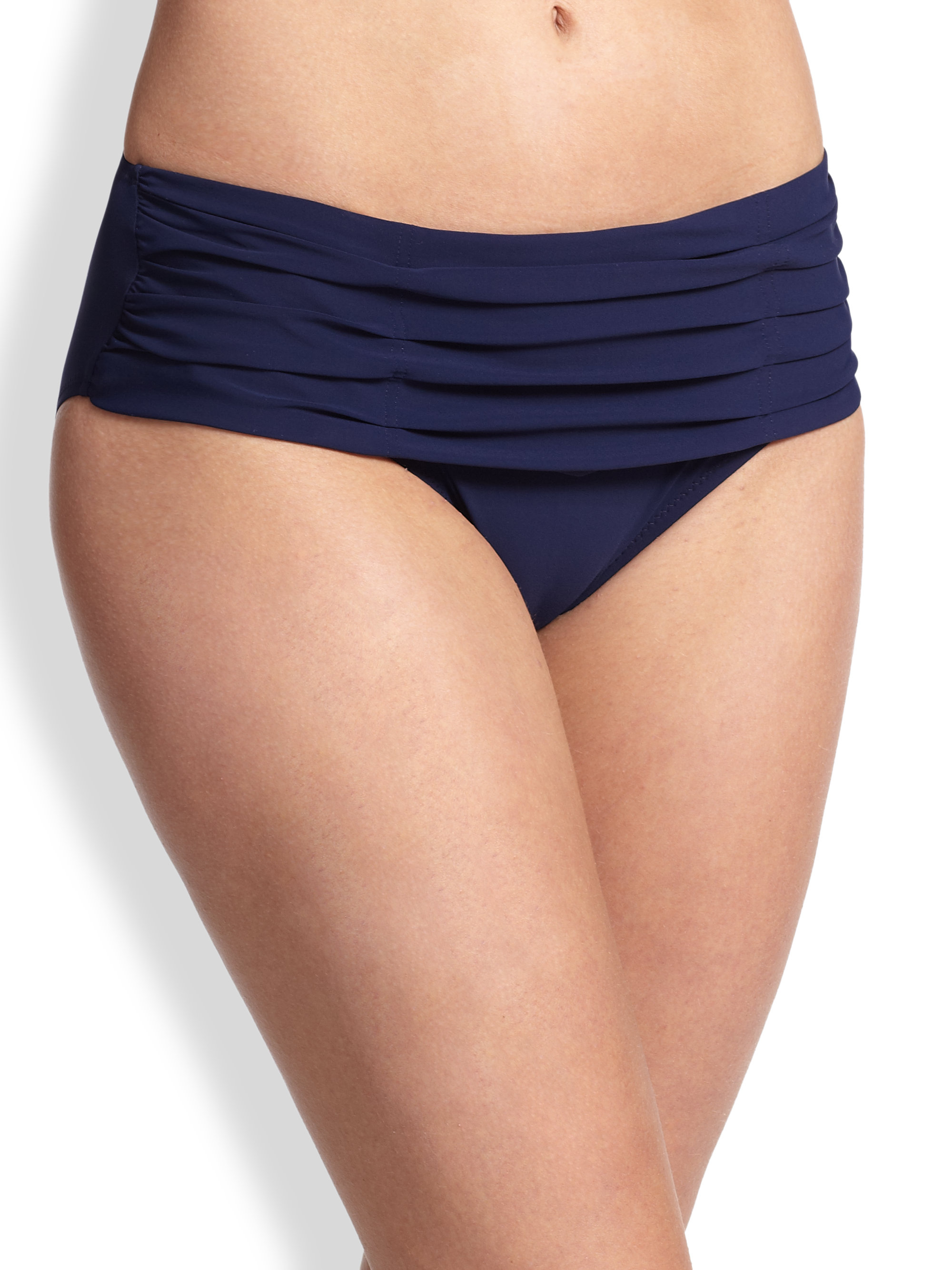 Shan Ruched Full Coverage Bikini Bottom In Blue Lyst