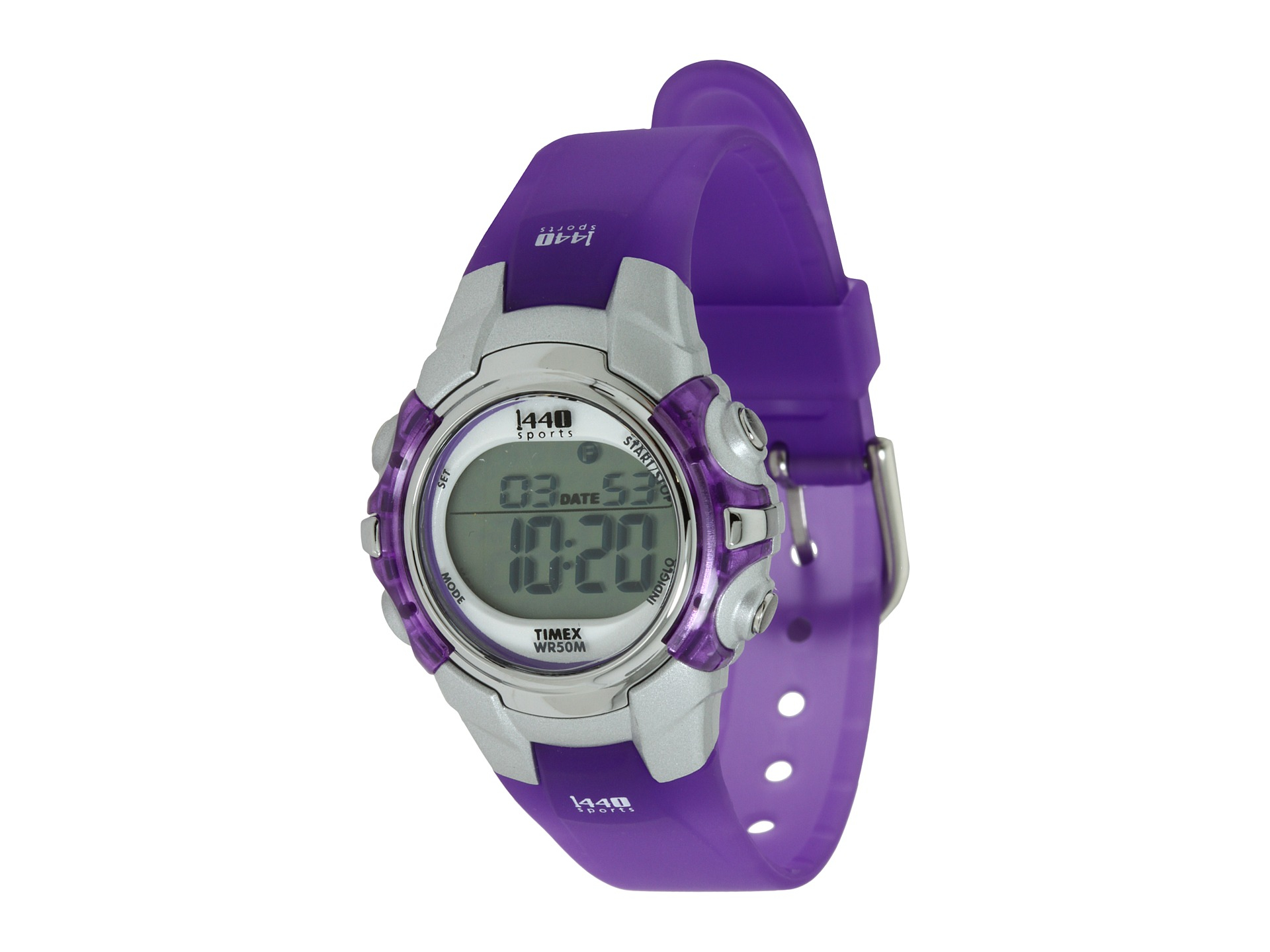 Timex® Sports Digital Silver Case Purple Strap Watch in Purple (Silver ...