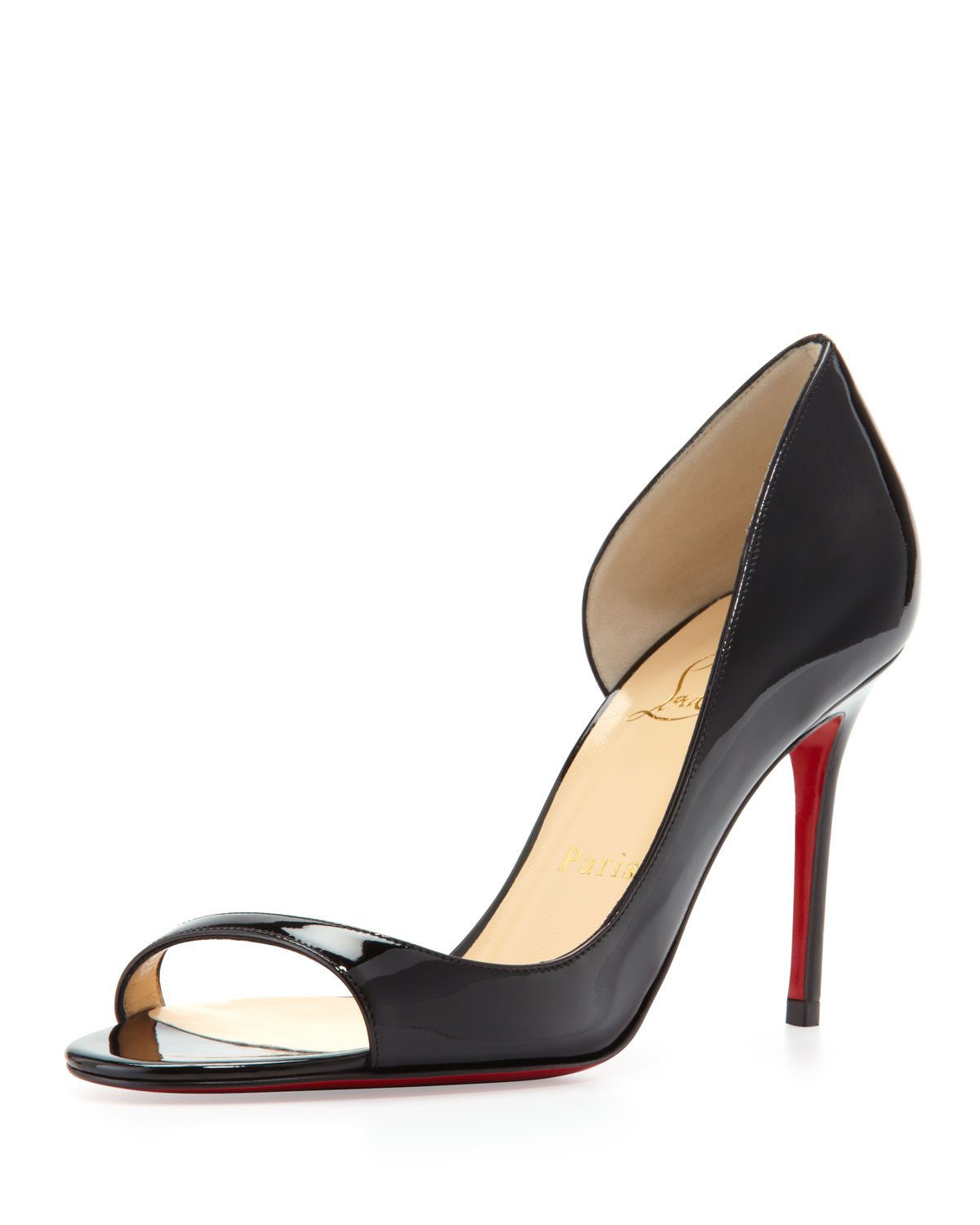 knock off red bottom shoes for women - christian louboutin peep-toe d\u0026#39;Orsay pumps Black patent leather ...