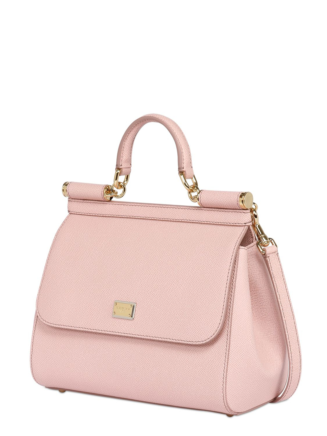 Lyst - Dolce & Gabbana Medium Sicily Dauphine Leather Bag in Pink