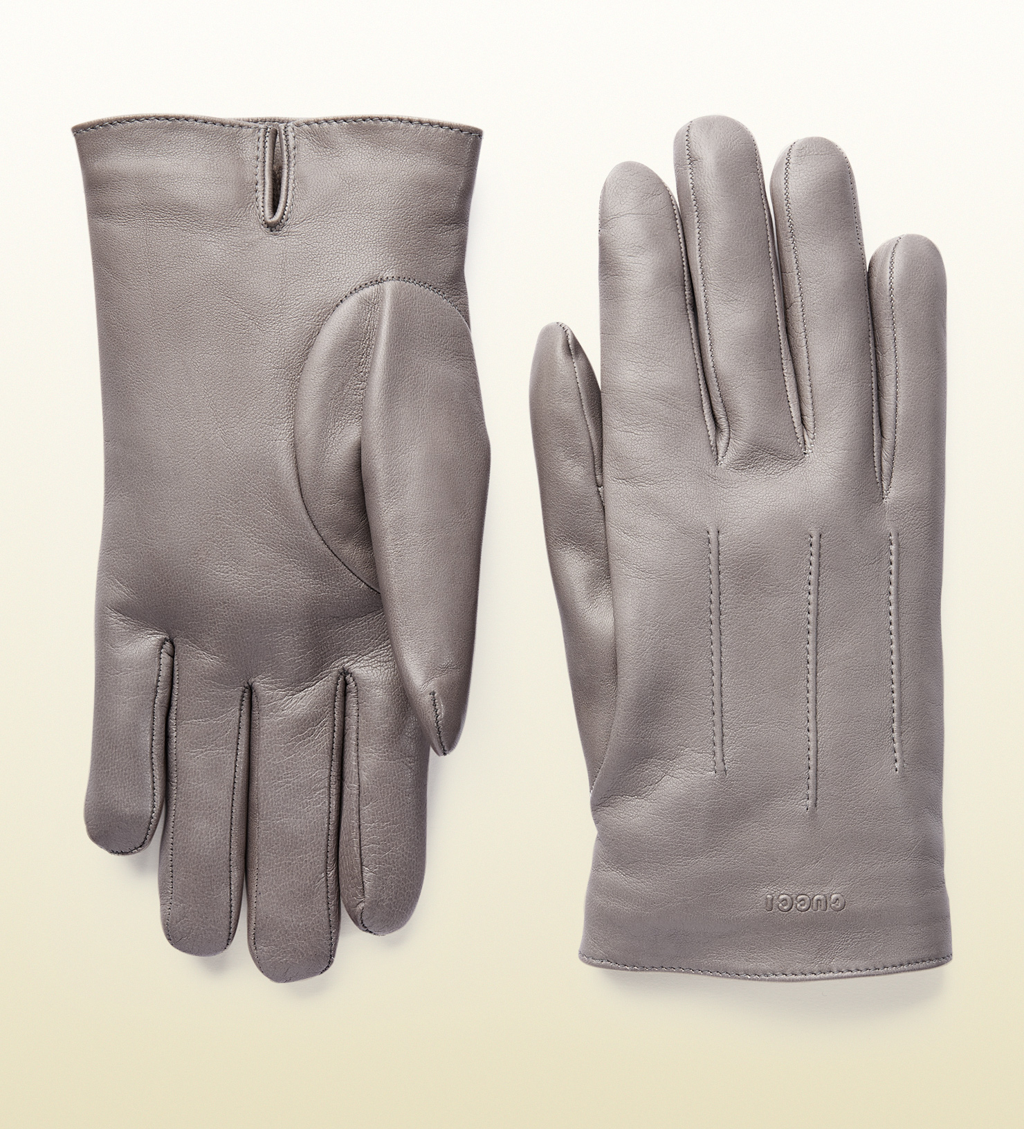 Gucci Cashmere Lined Leather Gloves in Gray for Men Lyst