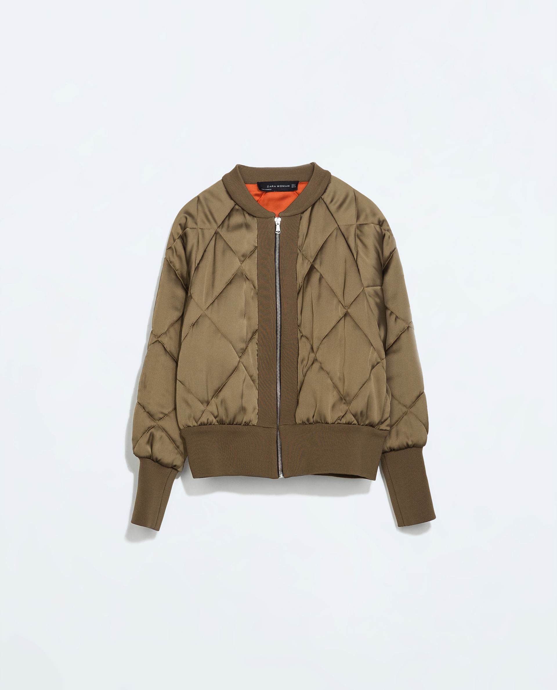 Zara Cropped Quilted Bomber Jacket in Natural | Lyst