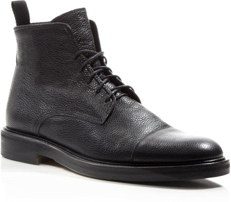 black pebbled leather boots
