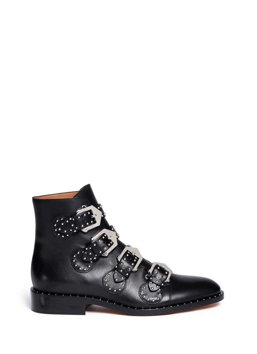 Givenchy Studded Leather Ankle Boots in Black - Lyst