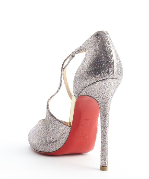 christian louboutin peep-toe pumps Silver-tone glitter - Bbridges