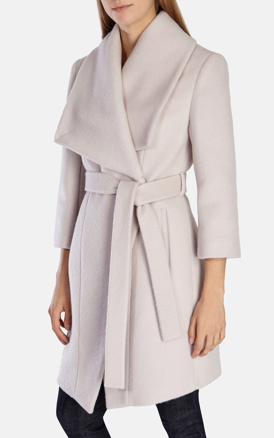 Karen Millen Wool Mohair Belted Oversized Collar Coat in Natural Lyst