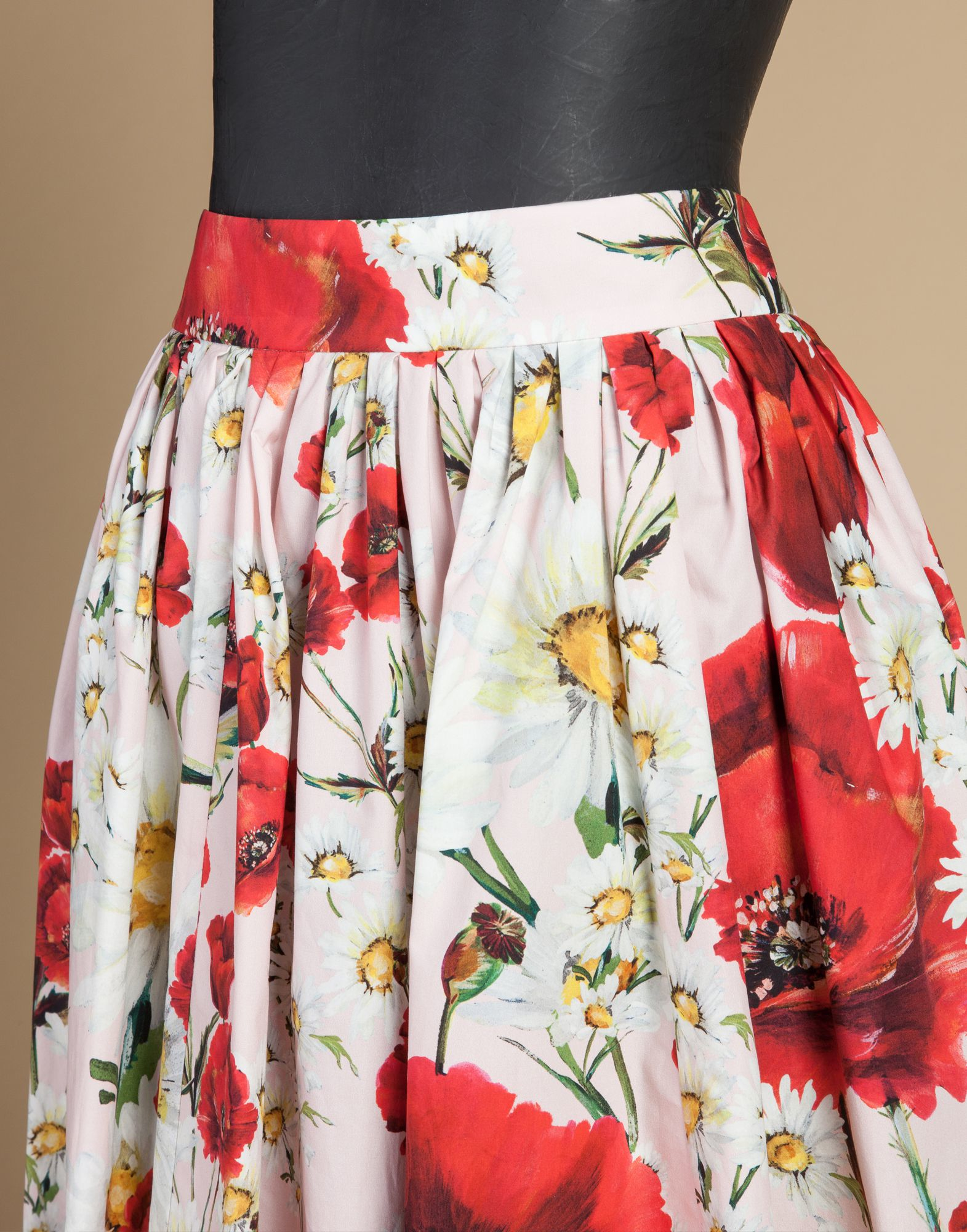 Lyst - Dolce & gabbana Circle Skirt In Printed Cotton in Pink