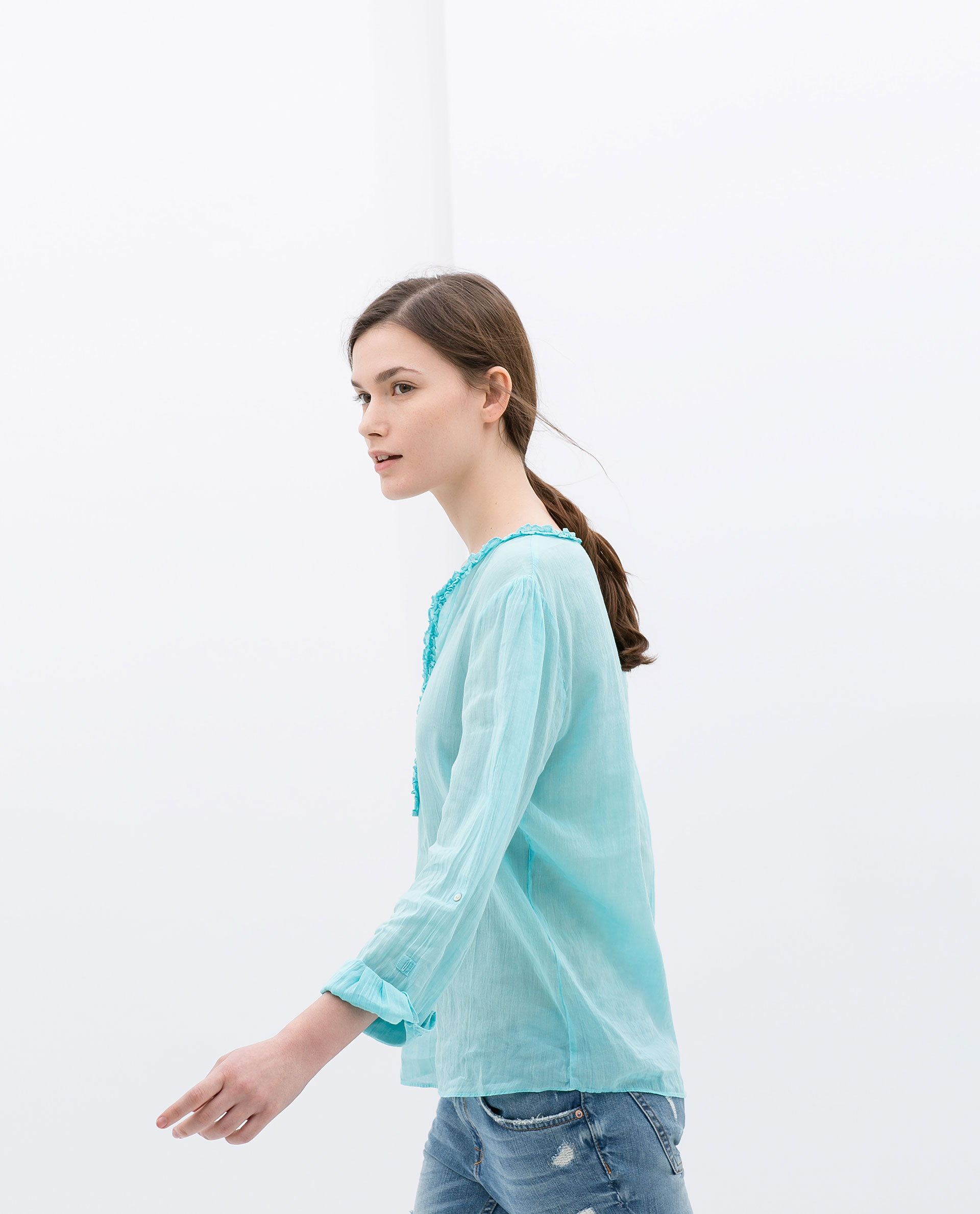 green zara blouse