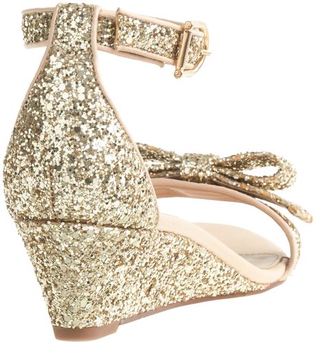 J.crew Lillian Glitter Low Wedges in Gold (metallic gold) | Lyst