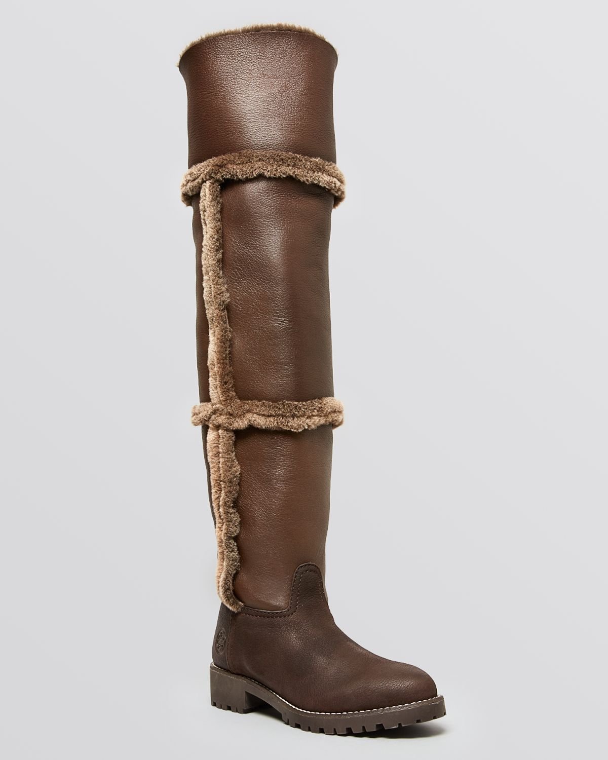 Tory burch Over The Knee Shearling Boots Talouse Shearling in Brown