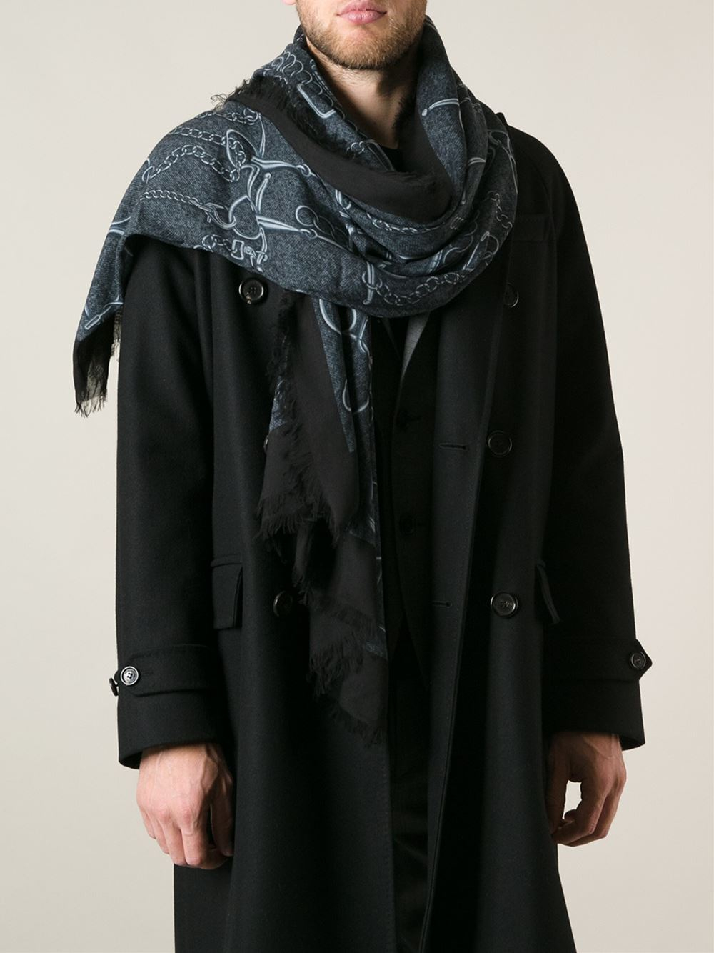 Gucci Horse Bit Print Scarf in Gray for Men Lyst