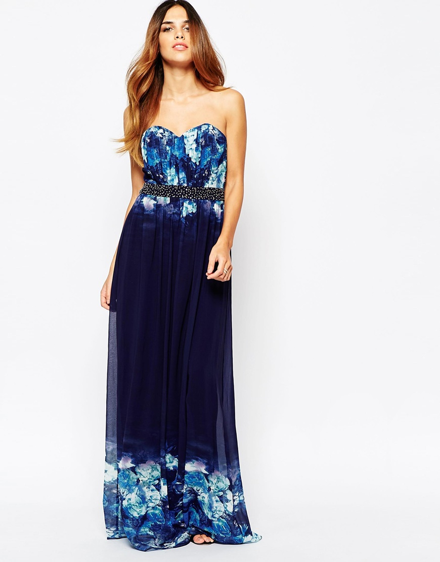 Image 4 of Little Mistress Belted Maxi Dress In Floral Ombre Print ...