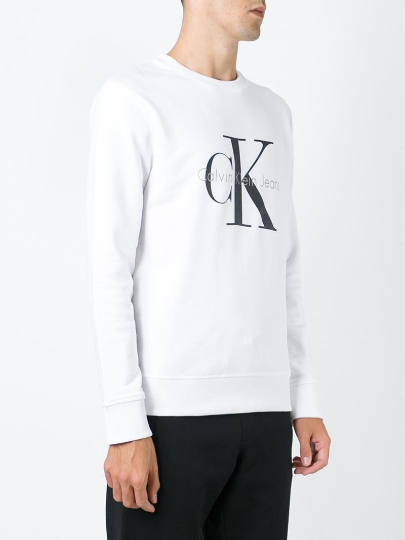 Lyst - Calvin Klein Jeans Logo Print Sweatshirt in White for Men