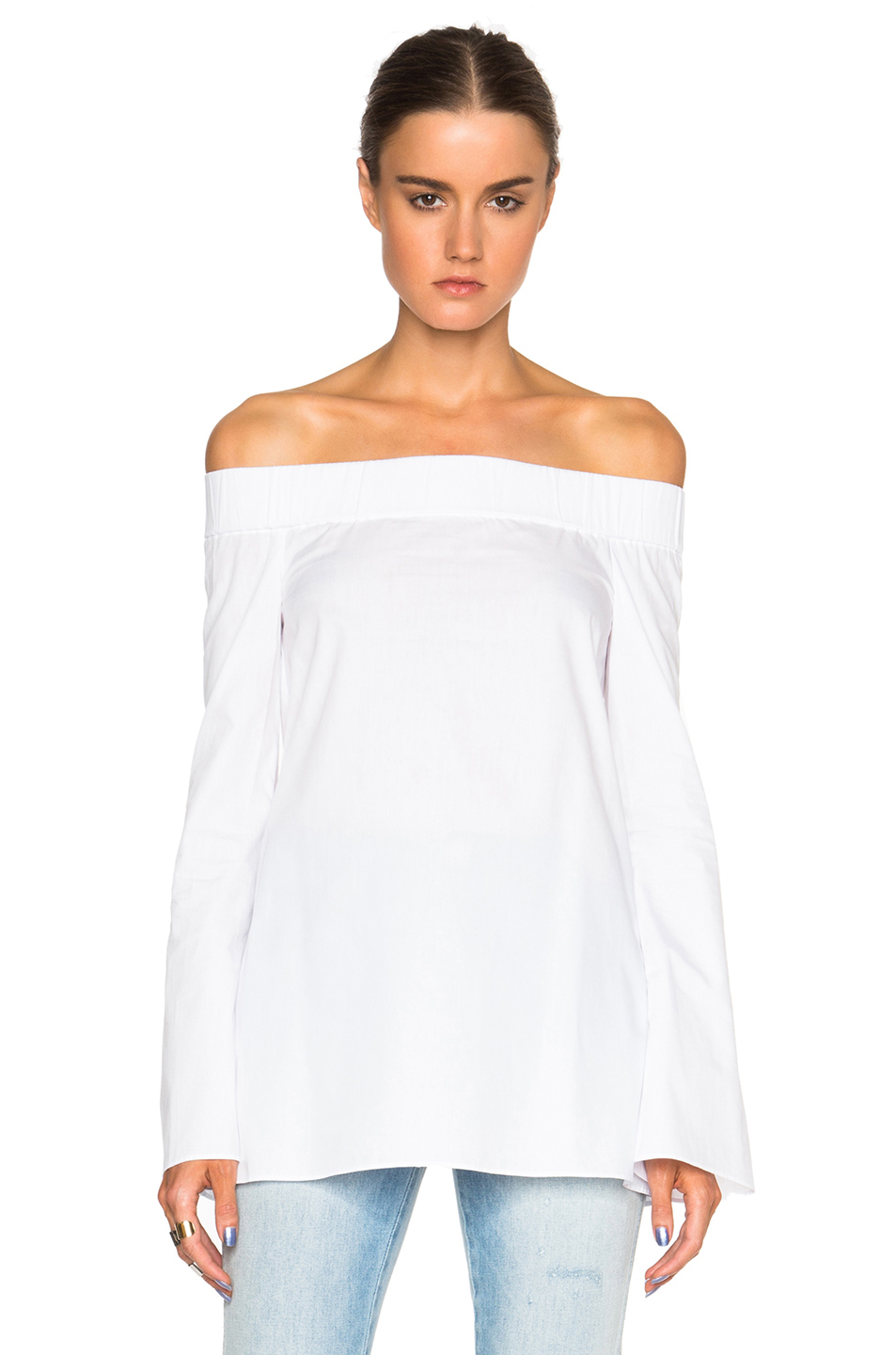 Lyst - Nicholas Off Shoulder Bell Sleeve Top in White