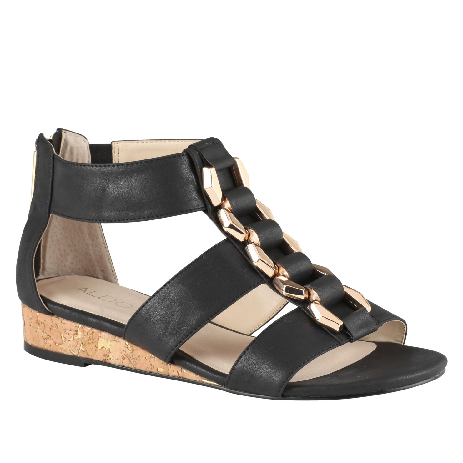  ALDO  Leather Scalo Flat Strap Sandals  in Black Lyst