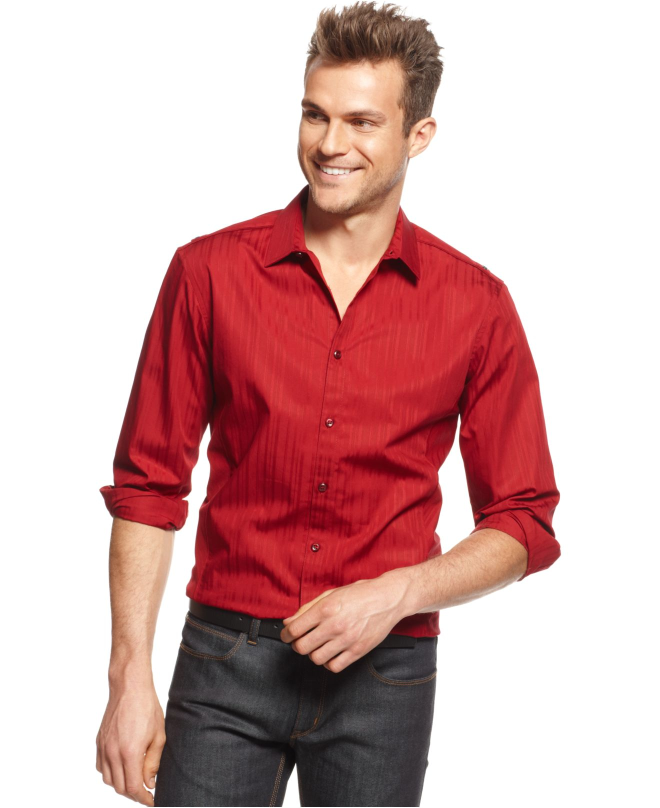 Lyst - Inc International Concepts Striped Harold Shirt in Red for Men