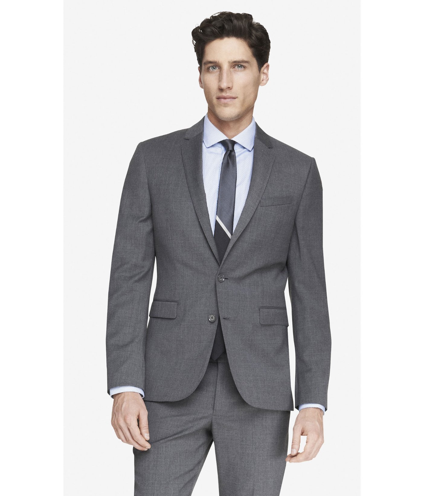 Express Extra Slim Innovator Gray Suit Jacket in Gray for Men | Lyst