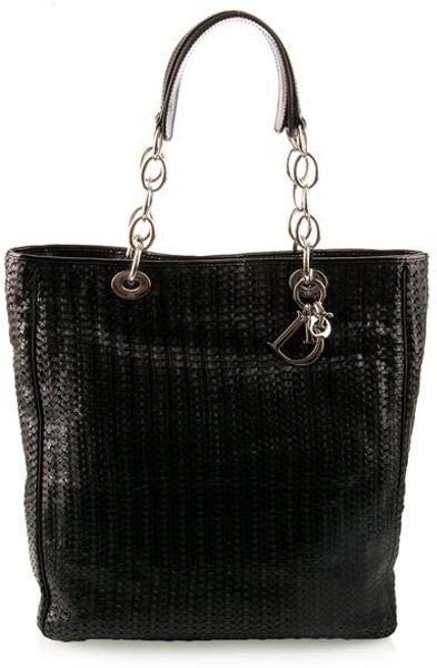 Dior Woven Chain Handle Bag in Black | Lyst