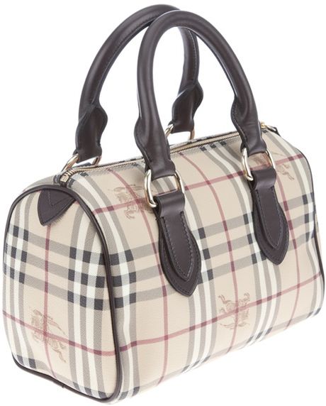 Burberry Haymarket Check Bowling Bag in Brown | Lyst