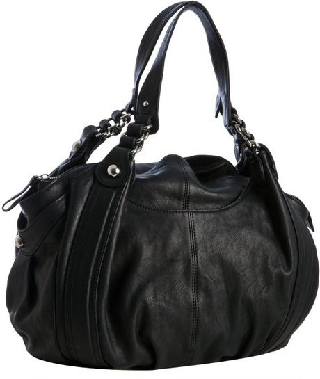 Sondra Roberts Black Leather Roberta Rounded Shoulder Bag in Black | Lyst