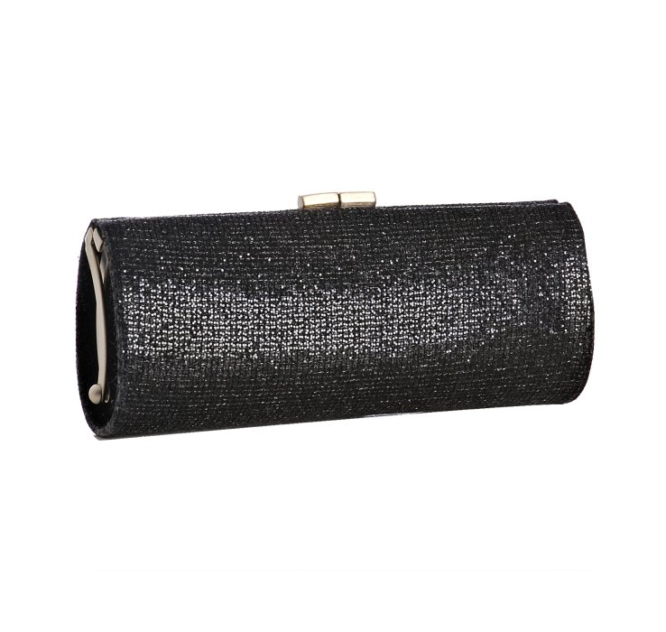 Lyst - Jimmy Choo Black Glitter Fabric Tube Clutch in Black