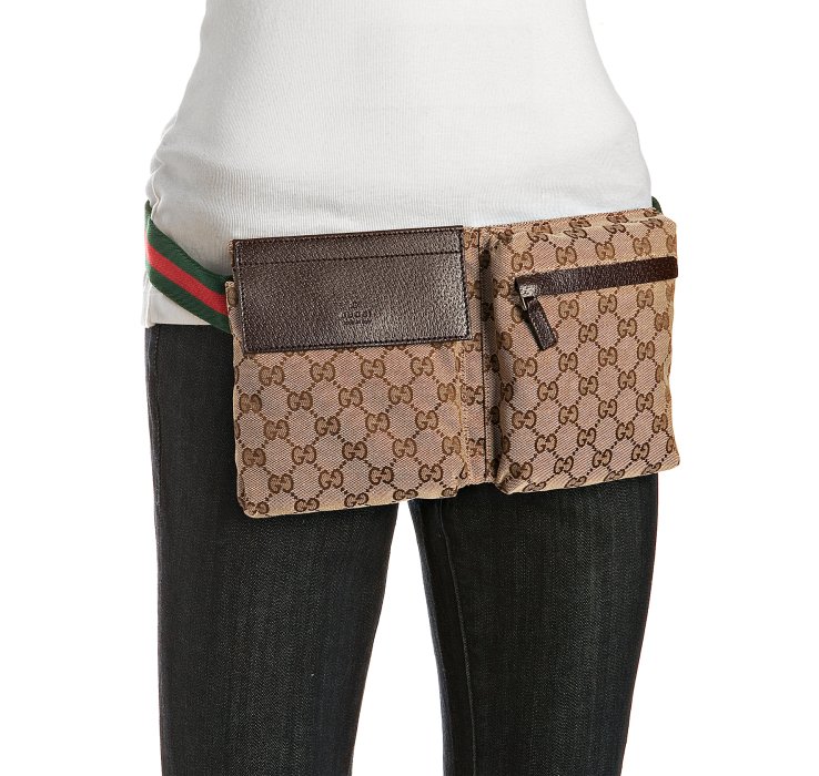 Lyst - Gucci Dark Brown Gg Canvas Pocket-detail Belt Bag in Brown