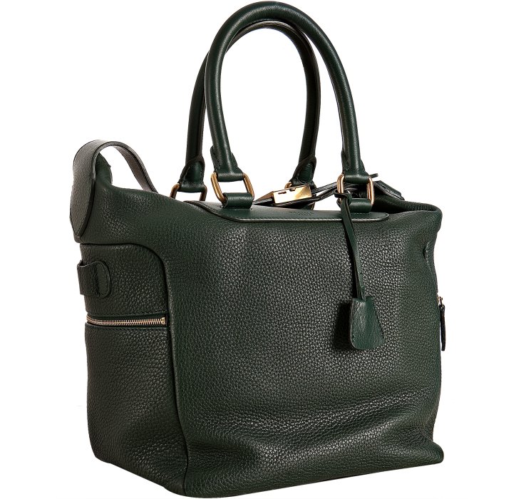 Cline Dark Green Pebble Leather Small Boston Bag in Green | Lyst  