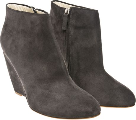 Rupert Sanderson Suede Wedge Booties in Gray (grey) | Lyst