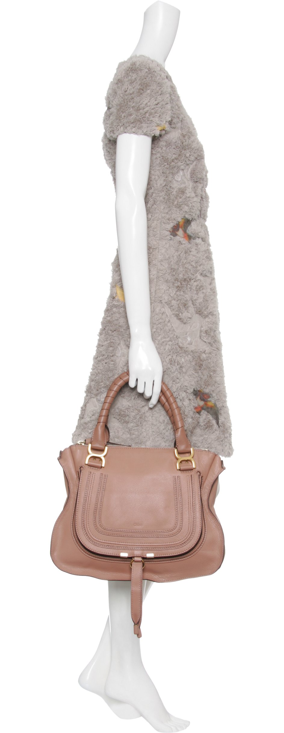 Chlo Marcie Leather Bag in Beige (pink) | Lyst  